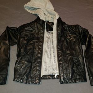Little Girls Vegan Leather Biker Jacket size Medium 10/12
